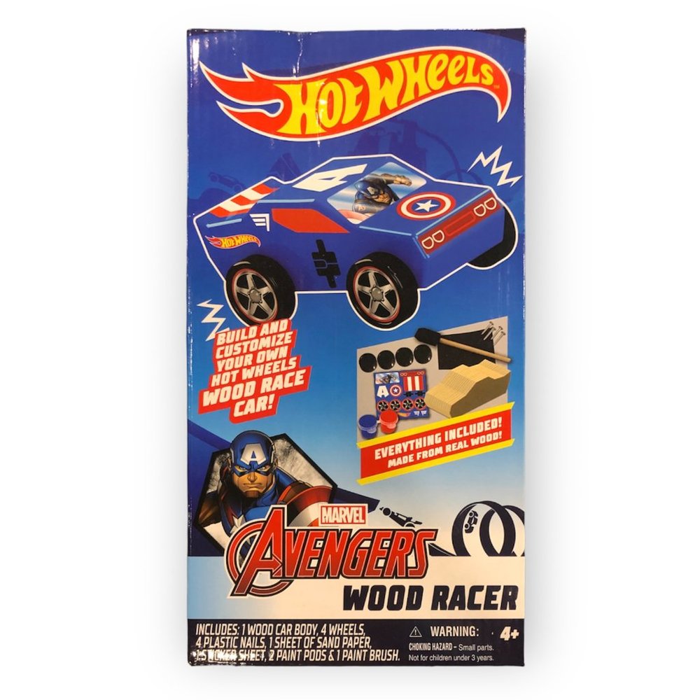 NEW - Marvel Captain America Avengers Hot Wheels Wood Racer New In Box Ages 4+